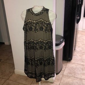 Sheer Black Dress with beige underdress - medium size